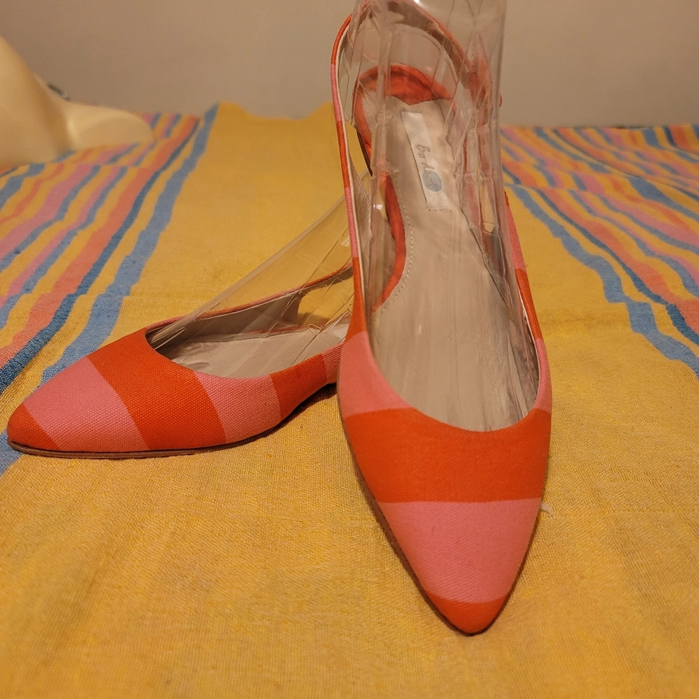 Boden pink and orange flat canvas slingbacks